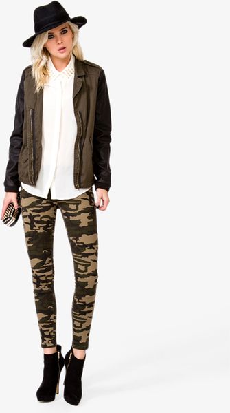 Forever 21 Stretchy Camo Pants in Green (Dark olivetaupe) | Lyst