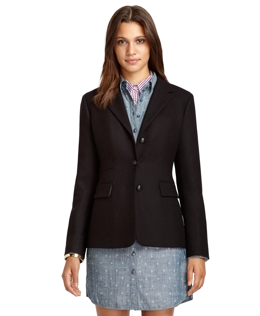 Brooks Brothers Three button Wool Jacket in Black | Lyst