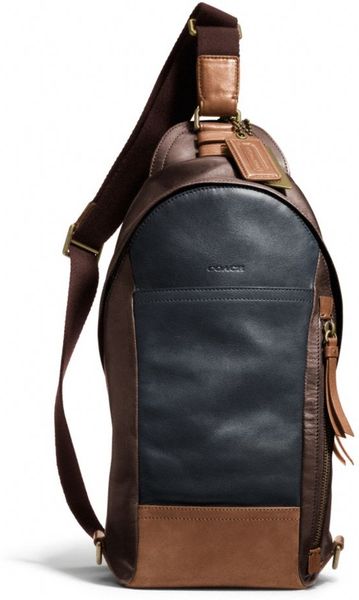 Coach Bleecker Convertible Sling Pack In Colorblock Leather In Brown For Men B4navymahogany 6087