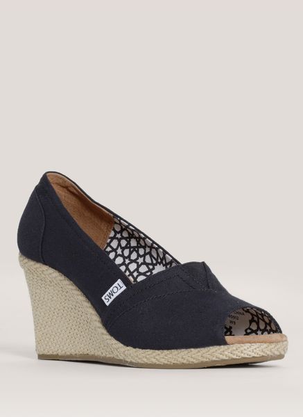 Toms Canvas Wedges in Black | Lyst
