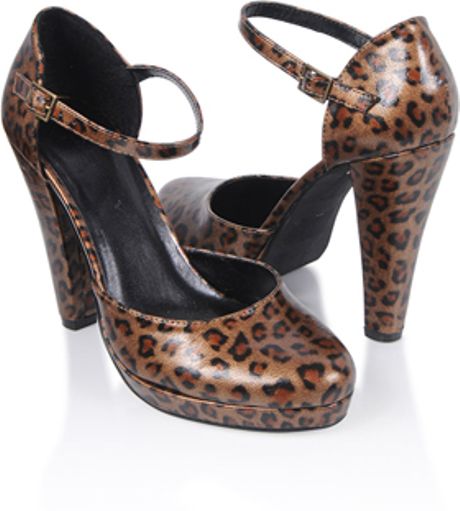 Forever 21 Distressed Leopard Print Heels in Gold (BRONZEBLACK ...