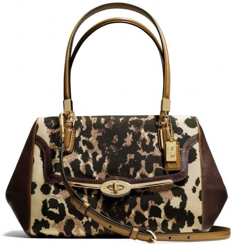 Coach Madison Small Madeline Eastwest Satchel in Ocelot Print Fabric ...