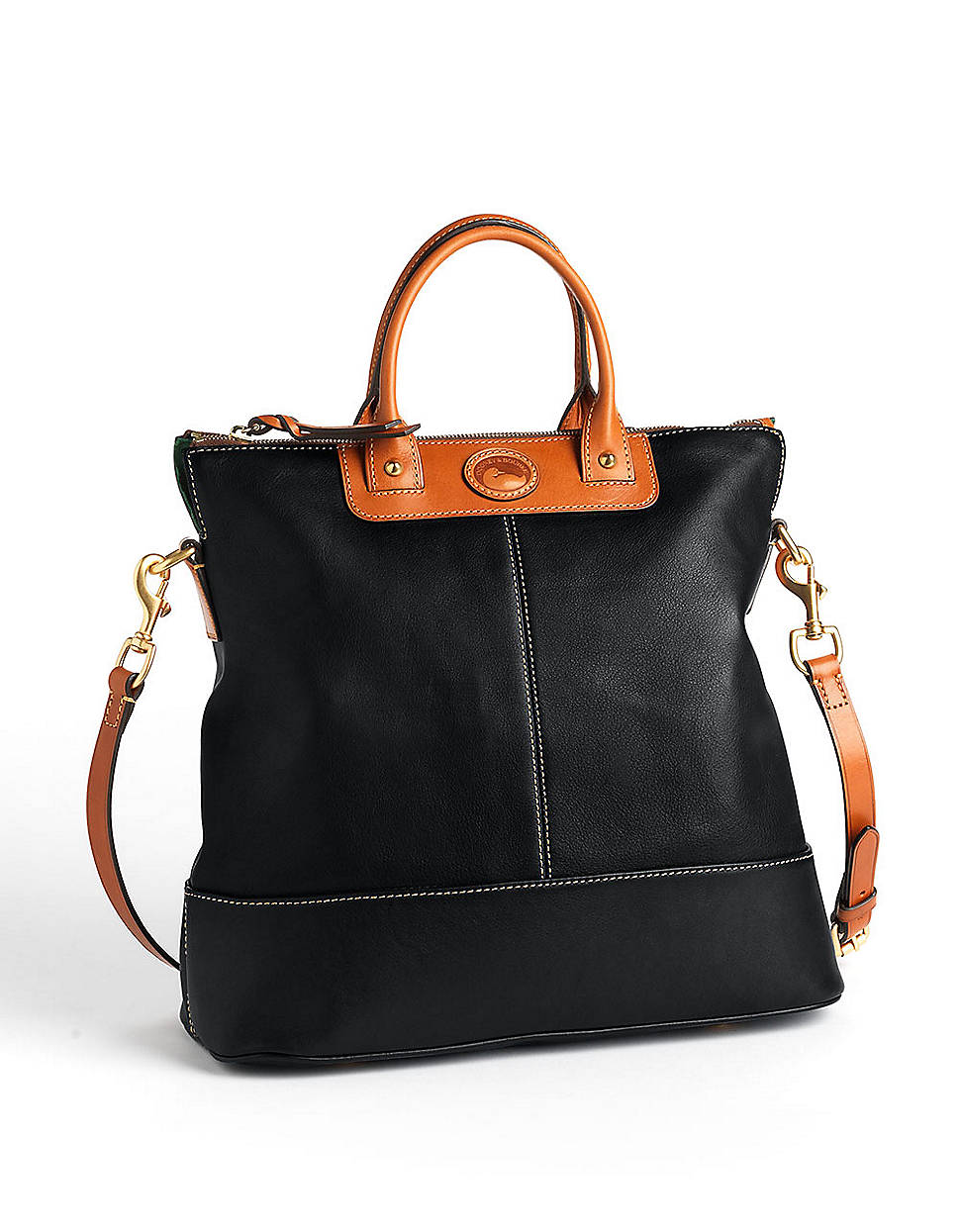 Dooney & Bourke Convertible Leather Shopper Tote Bag in Black | Lyst