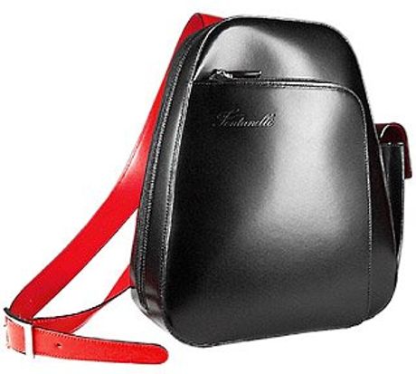 Fontanelli Single Strap Italian Leather Backpack in Red (red & black) | Lyst