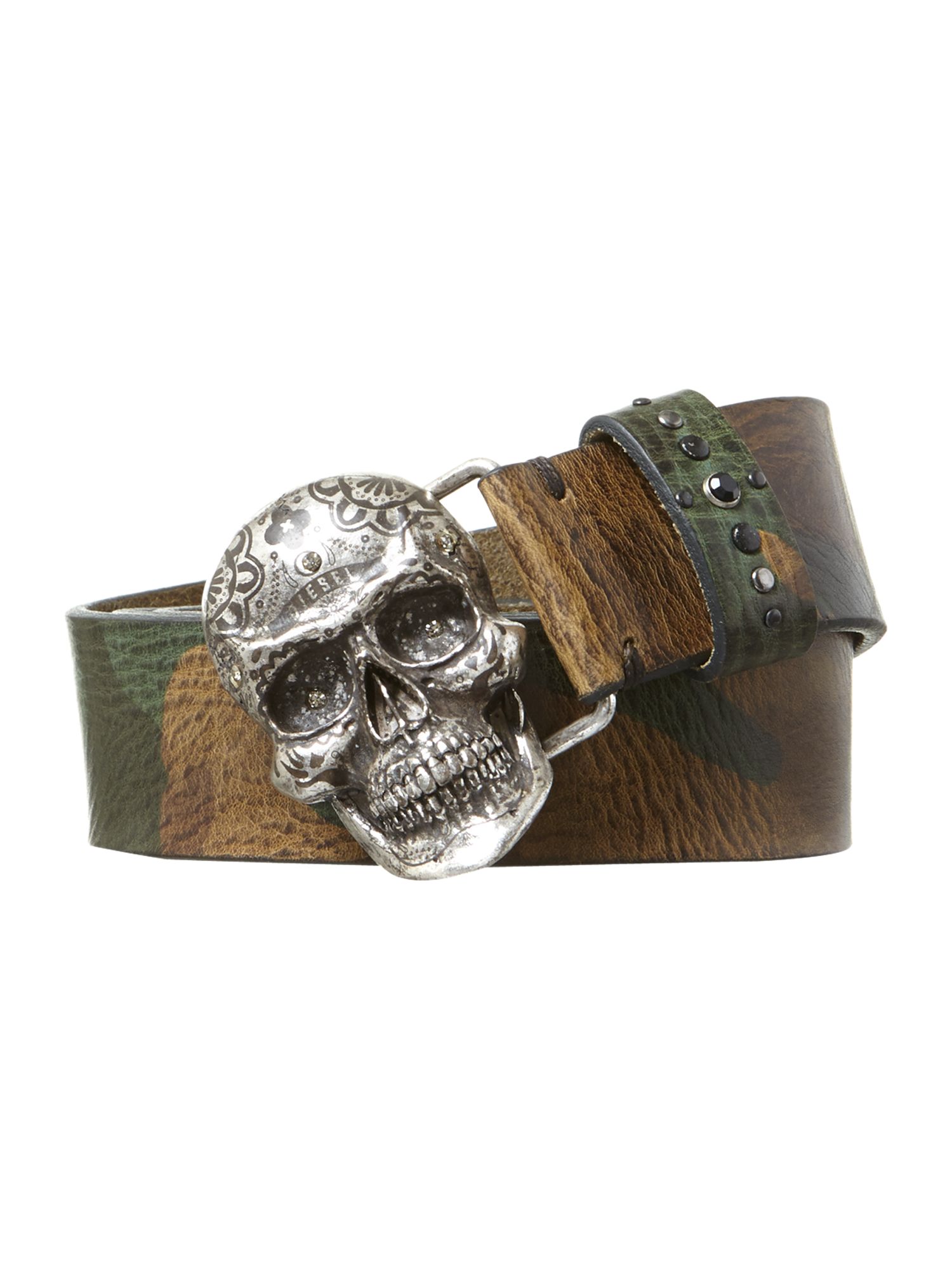 Diesel Skull Head Camouflage Belt in Brown for Men | Lyst