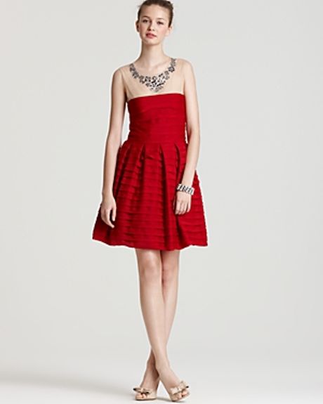 Bcbgmaxazria Marina Tiered Aline Skirt Dress in Red (Rio Red) | Lyst