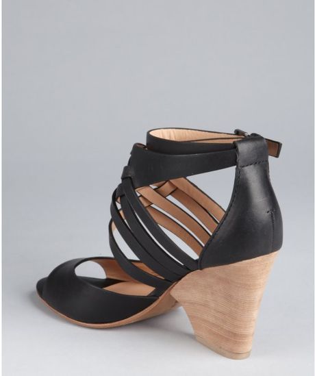 leather stacked heel sandals