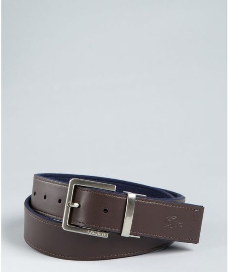 Lacoste Navy Fabric and Brown Leather Reversible Belt in Blue for Men (navy) | Lyst