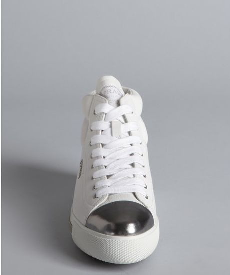 prada high top sneakers white