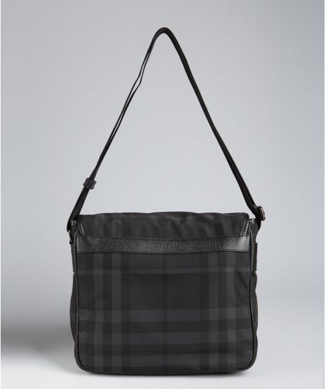 Burberry Black and Grey Check Print Nylon Messenger Bag in Black for Men | Lyst