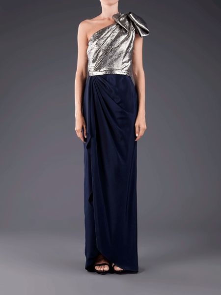 one shoulder gown with bow