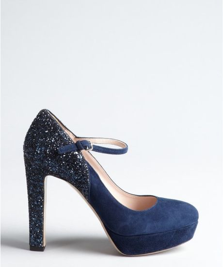 miu miu blue glitter heels