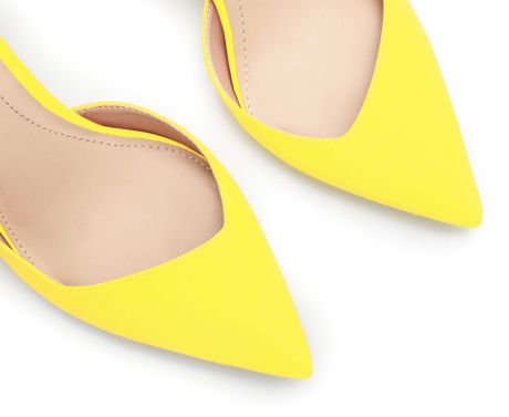 Zara Medium Heel Court Shoe in Yellow (Lime green) | Lyst