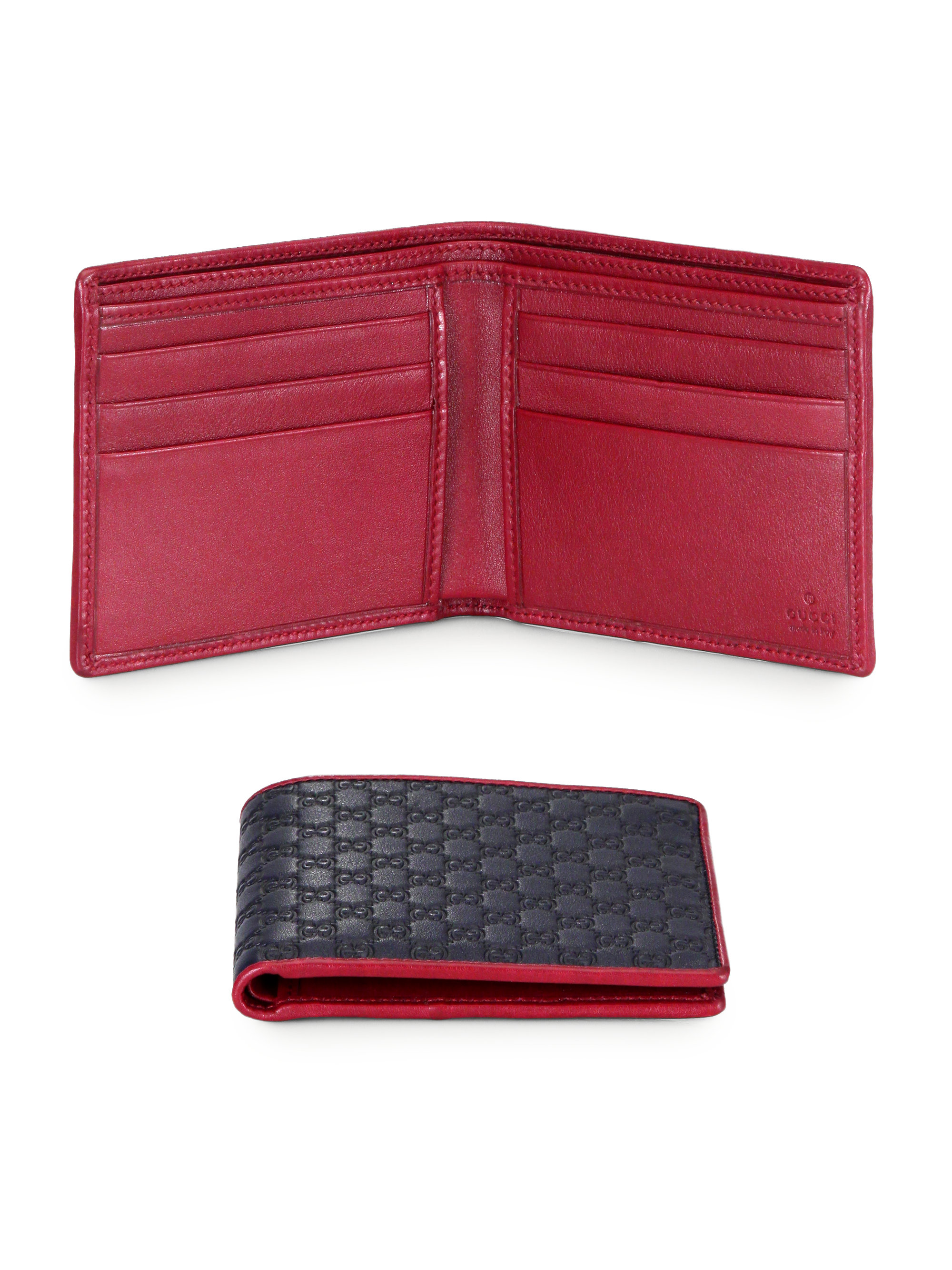 Gucci Micro Guccissima Leather Bi Fold Wallet in Red for Men (MIDNIGHT RED) | Lyst