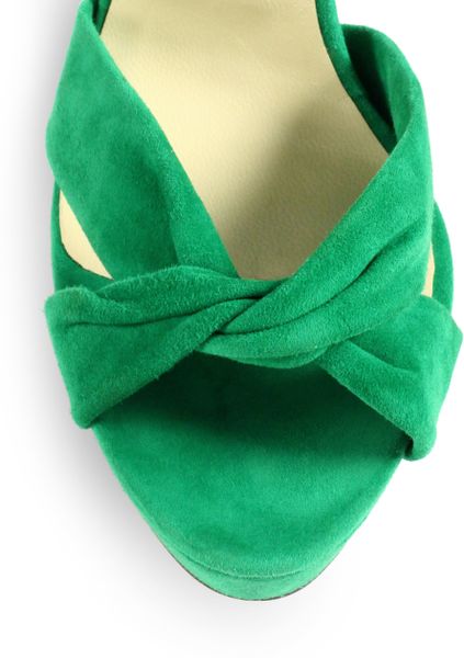 Jimmy Choo Greta Suede Ankle Strap Platform Sandals in Green (EMERALD ...