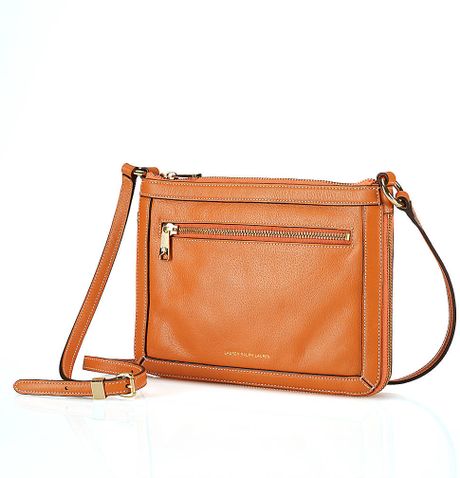 Lauren By Ralph Lauren Thurlow Flat Leather Crossbody Bag in Brown ...