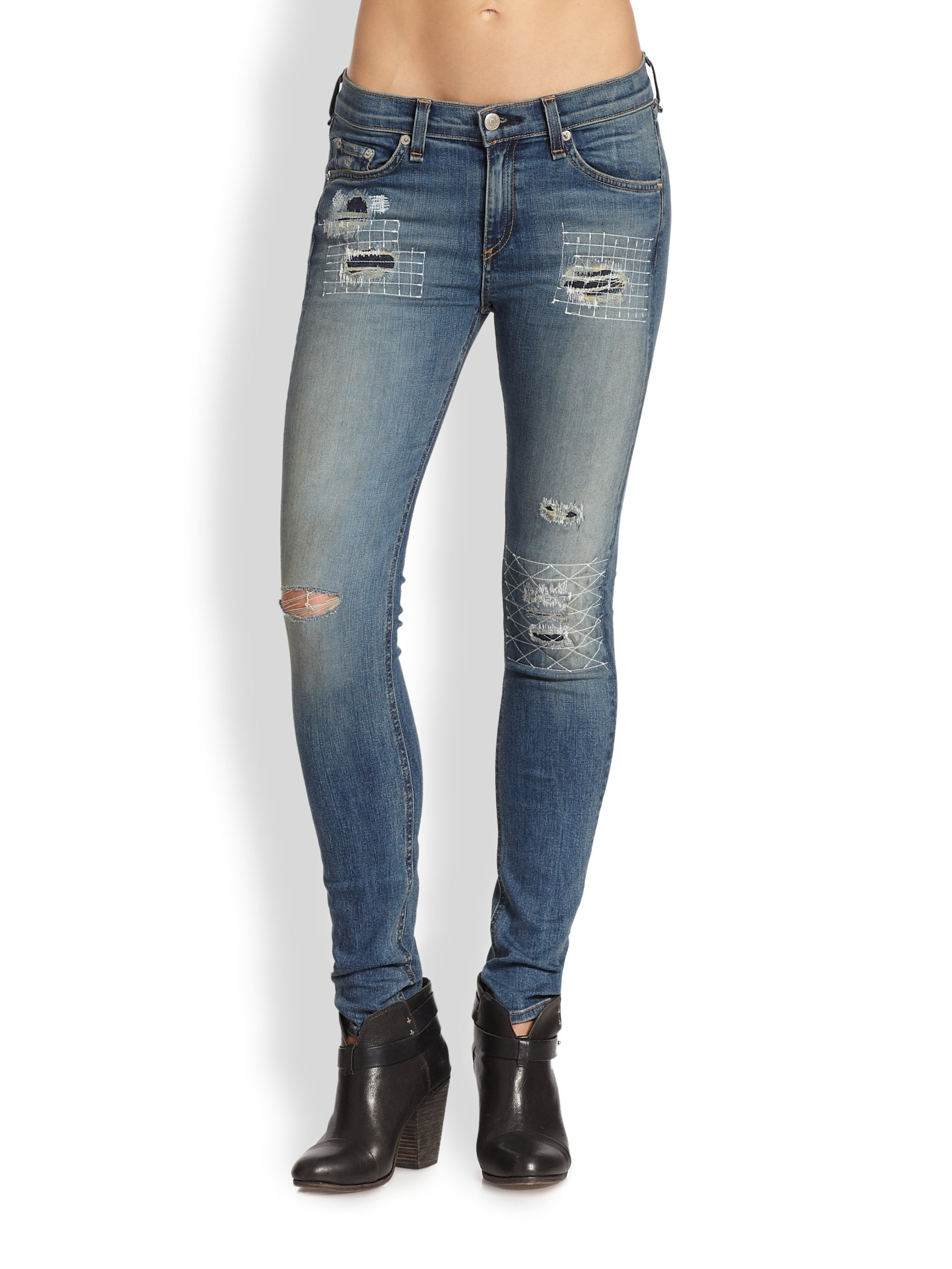 Rag & Bone The Skinny Mid-rise Jeans in Blue (HERITAGE) | Lyst