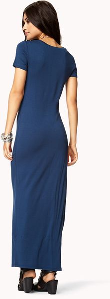 Forever 21 Short Sleeve Maxi Dress in Blue (Teal)