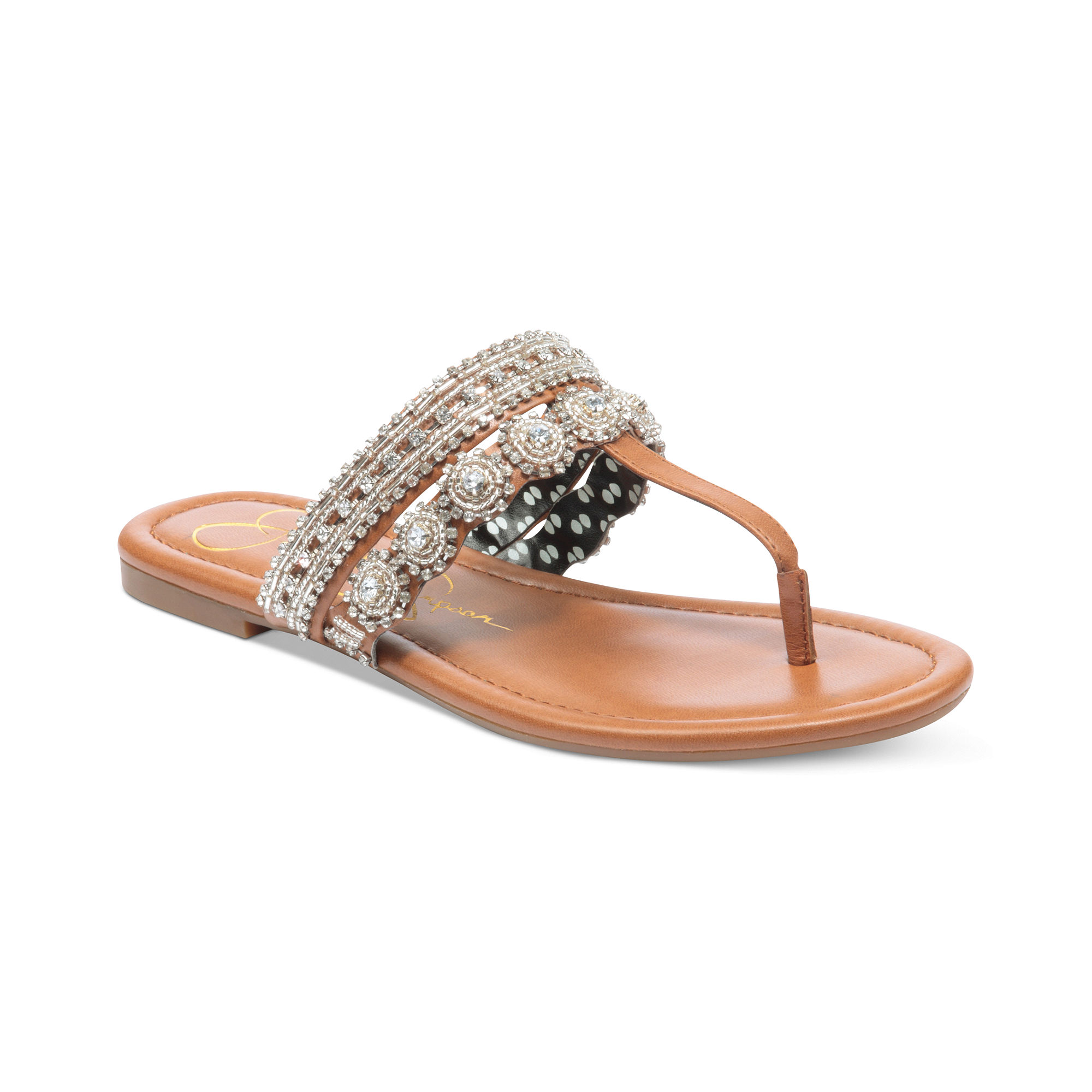Jessica Simpson Roelle Jeweled Thong Sandals in White (cedar) | Lyst