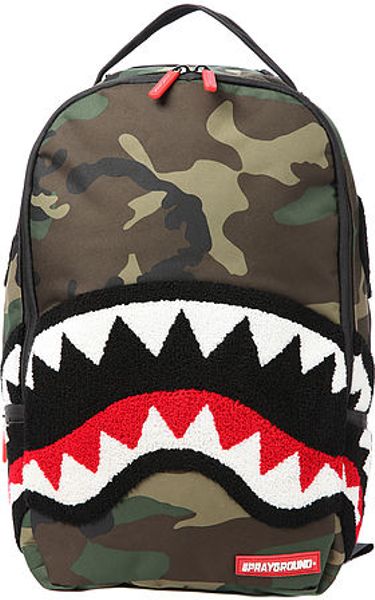 Sprayground The Chenille Woodland Shark Backpack in Black for Men (Camo) | Lyst