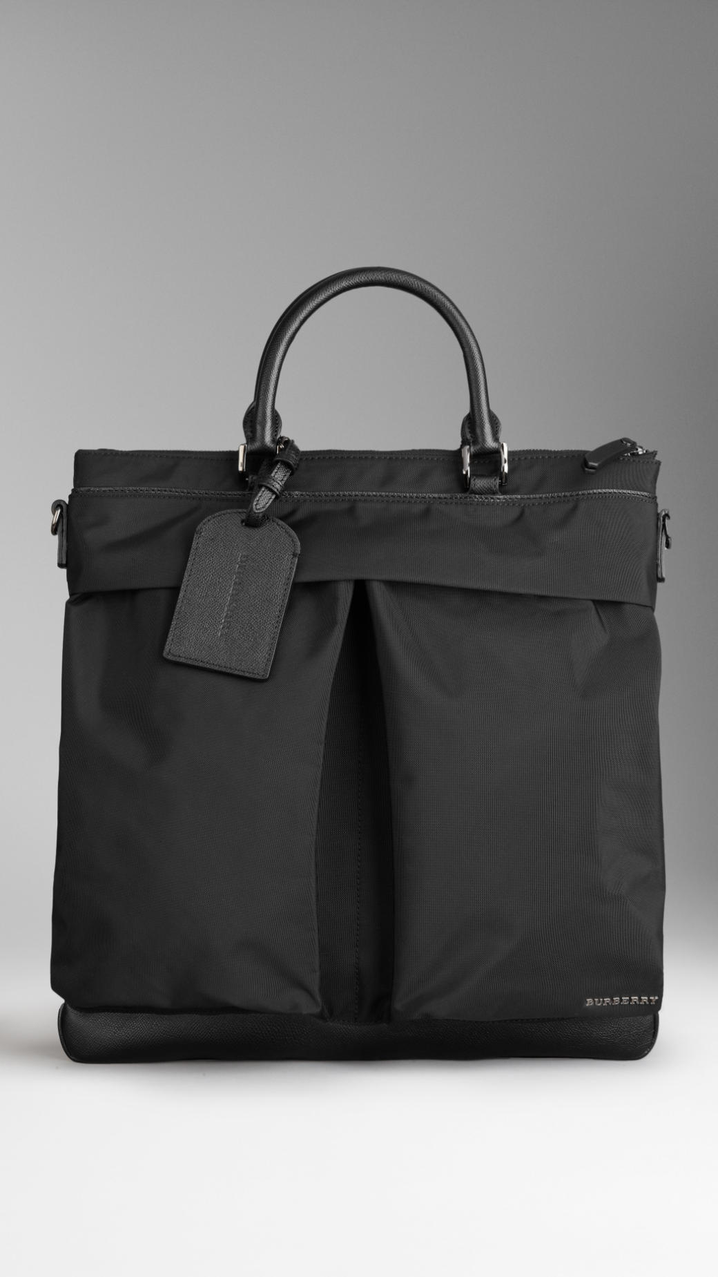 Burberry London Leather and Nylon Tote Bag in Black | Lyst