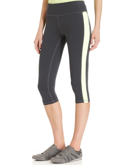 Calvin Klein Ruched Active Capri Leggings In Gray Charcoal Mojito Lyst