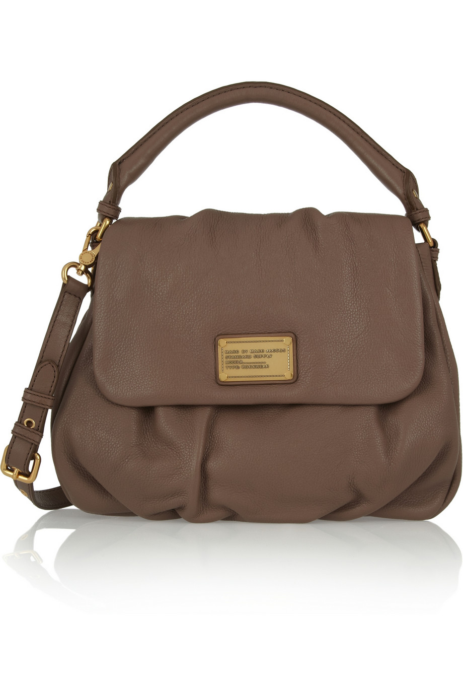 Marc By Marc Jacobs Classic Q Lil Ukita Textured Leather Shoulder Bag in Beige (Neutrals) | Lyst