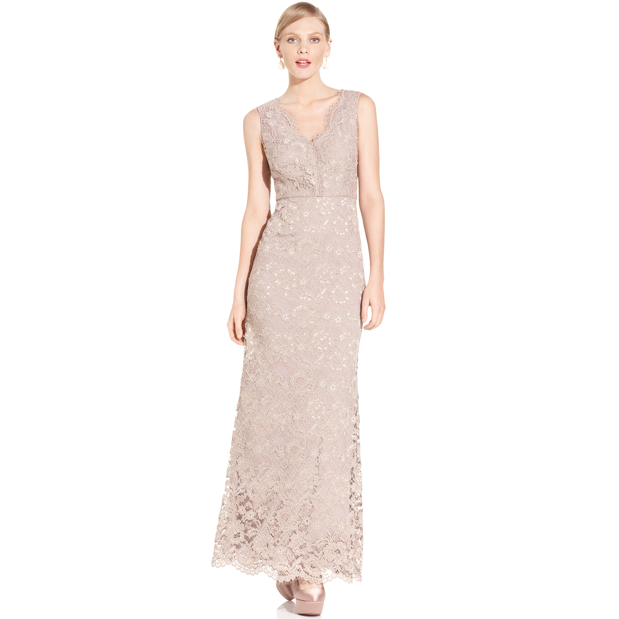 adrianna papell champagne gown