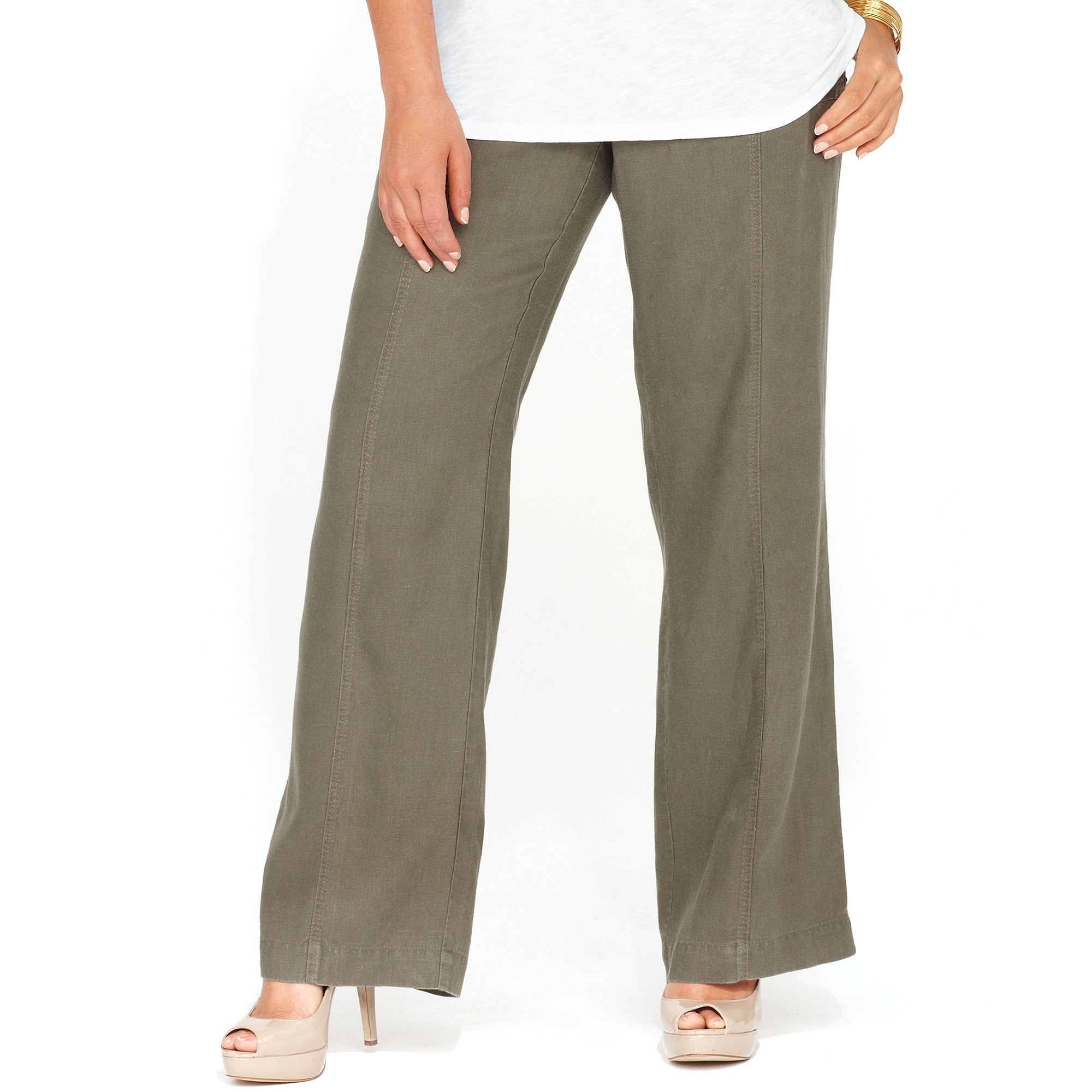 wide leg olive green pants