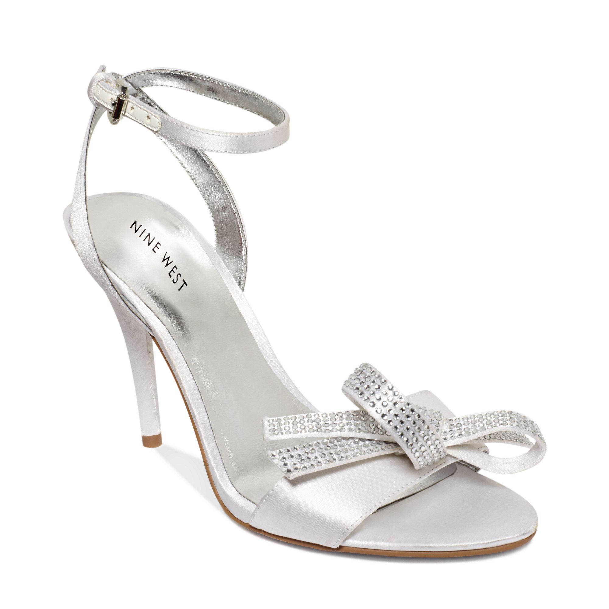 nine west silver evening shoes