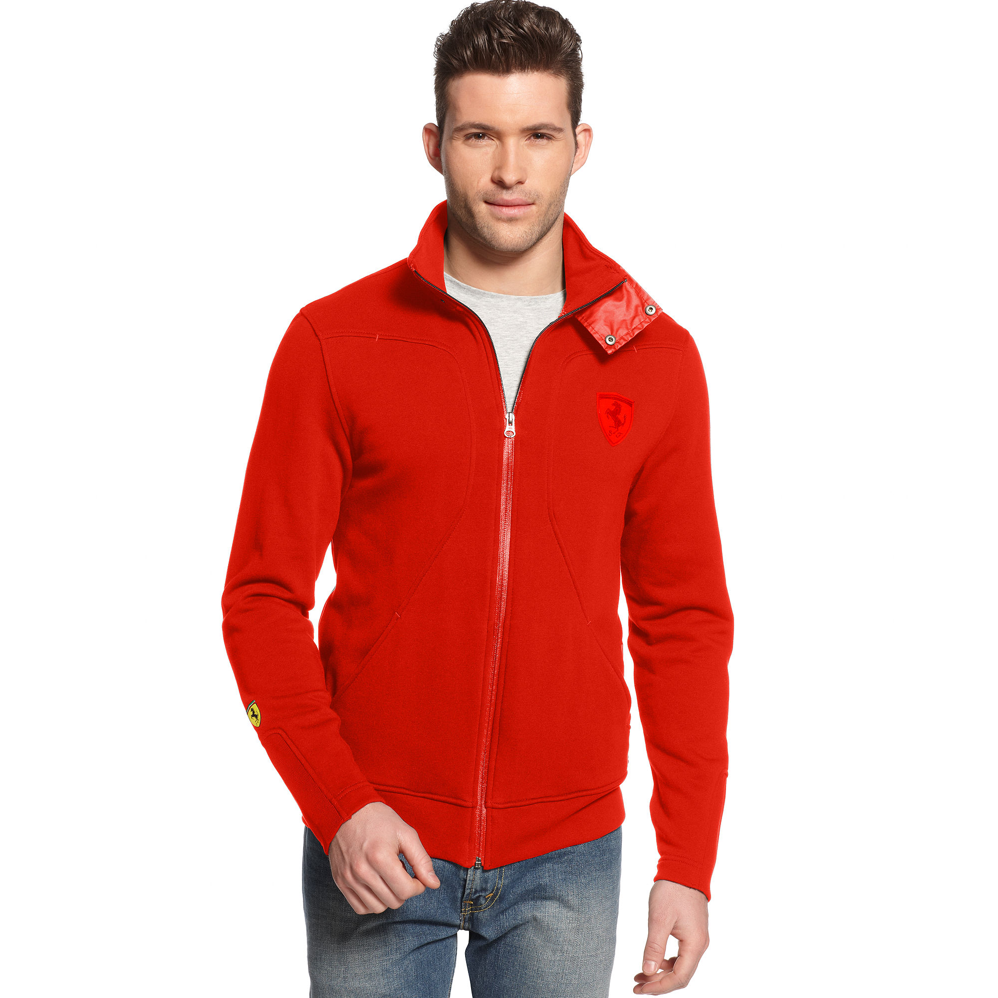 Puma Ferrari Mix Sweat Jacket In Red For Men Rossa Corsa