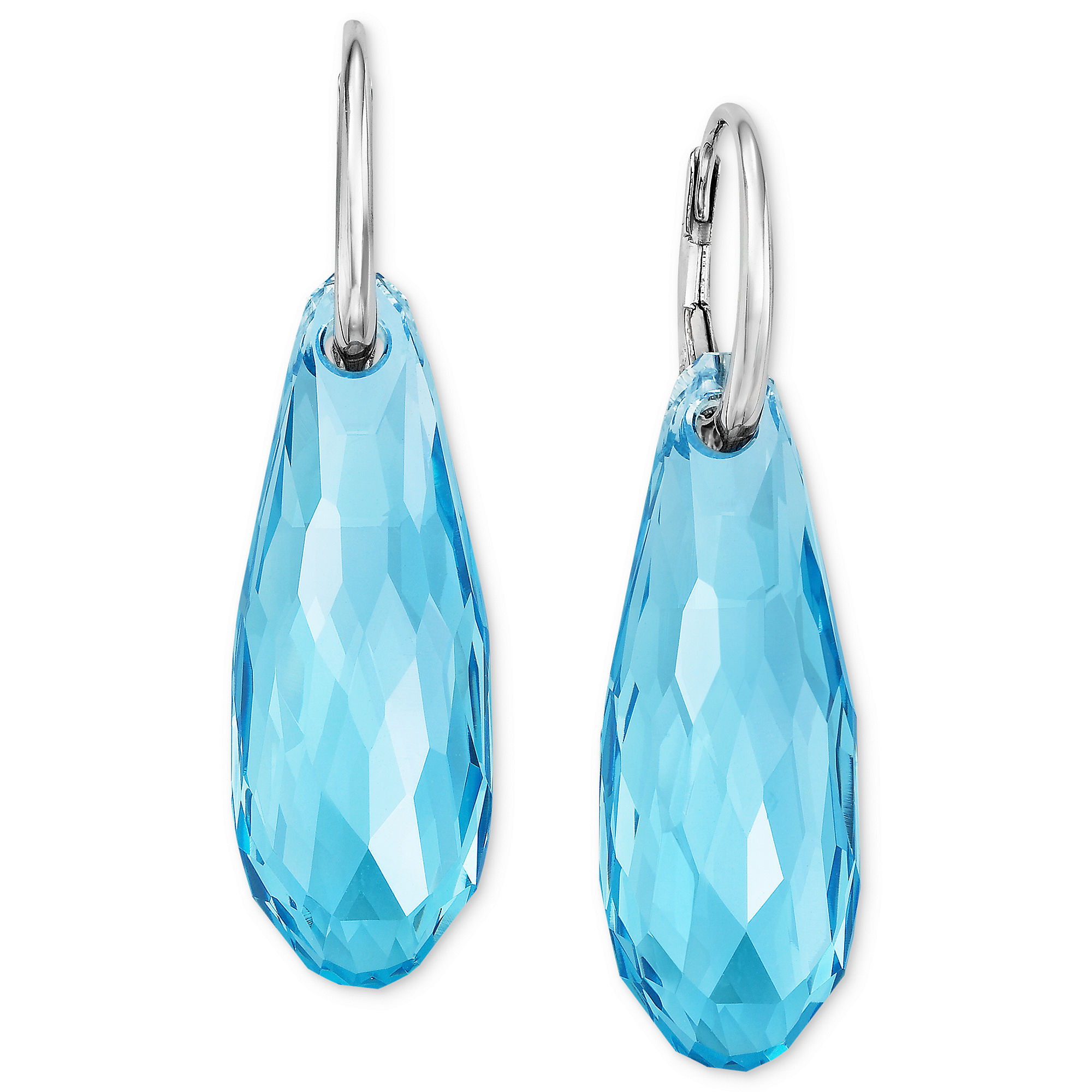 Swarovski Rhodiumplated Aquamarine Crystal Drop Earrings In Blue No Color Lyst