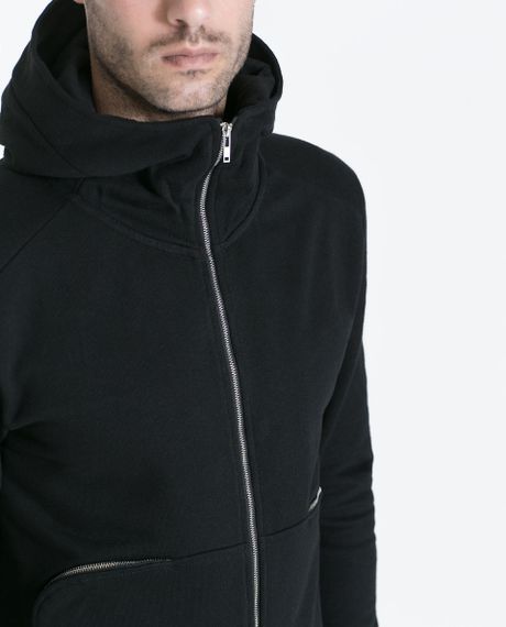 Zara Sweatshirt with Zip Pockets in Black for Men | Lyst