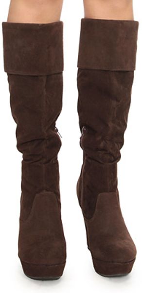 Forever 21 Suedette Wedge Boots in Brown (DARK BROWN) | Lyst