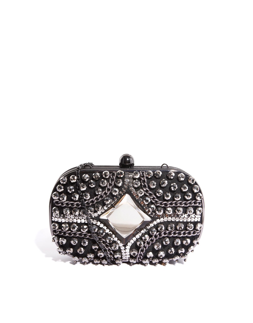 River Island Stud and Chain Box Clutch Bag in Silver (Black) Lyst