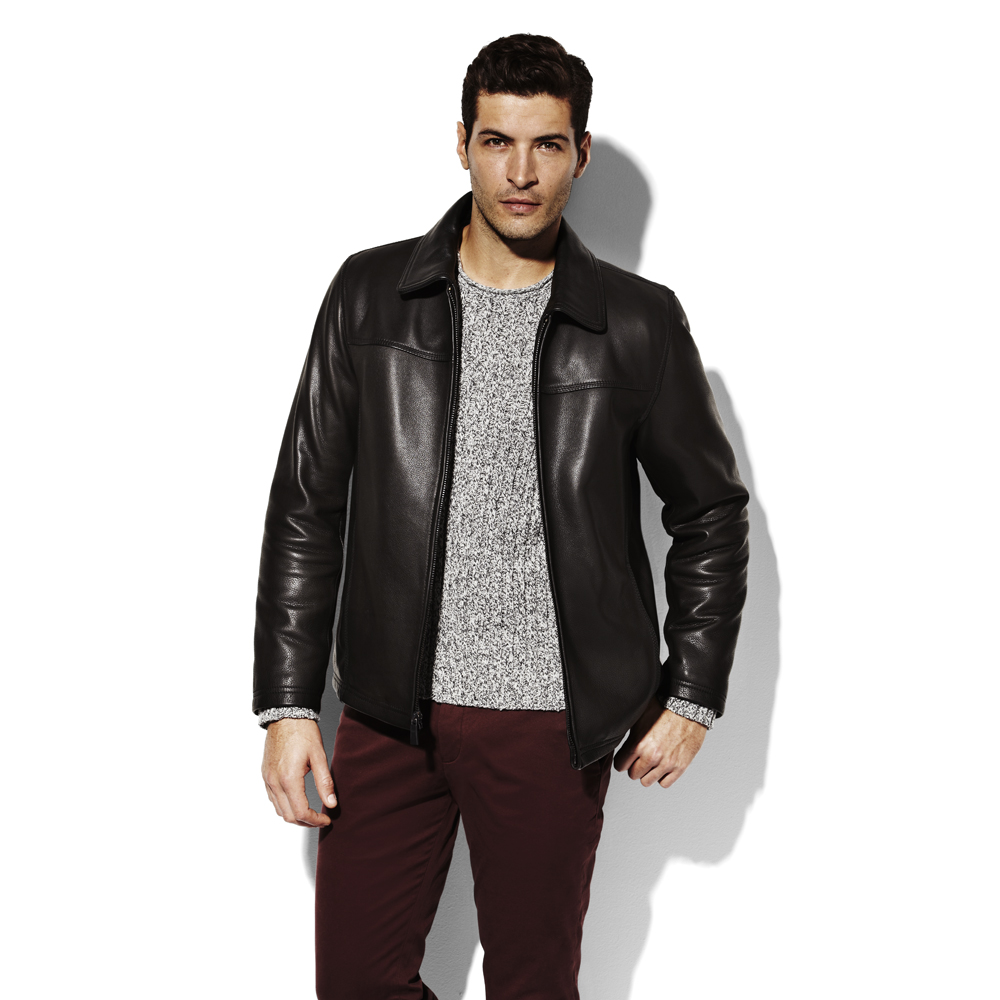 Vince Camuto Leather Bomber Jacket in Black for Men Lyst