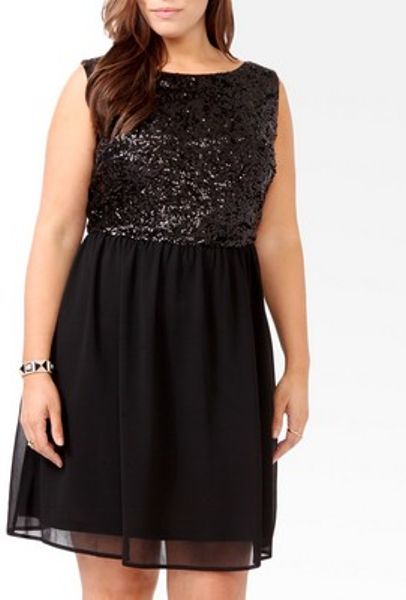 Forever 21 Sequined Bodice Dress in Black