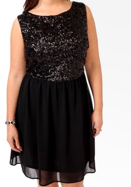 Forever 21 Sequined Bodice Dress in Black