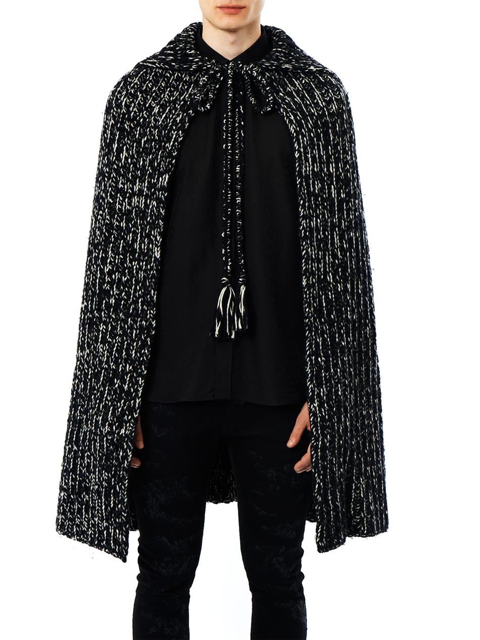 Saint Laurent Chunky knit Cape in Black for Men Lyst