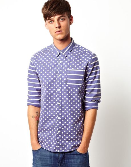 Asos Shirt with Stars and Stripes in Blue for Men | Lyst