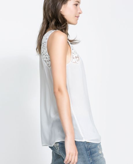 zara white embroidered top