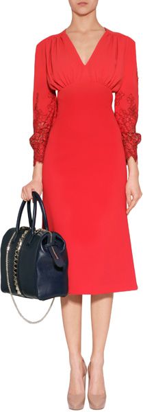 Lwren Scott Lace Trim Dress In Red In Red Lyst 