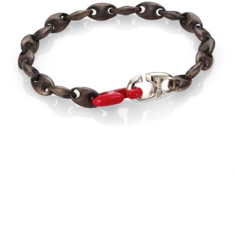 Miansai Havre Oxidized Sterling Silver Enamel Bracelet in Red for Men
