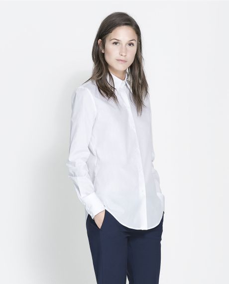 zara white poplin blouse