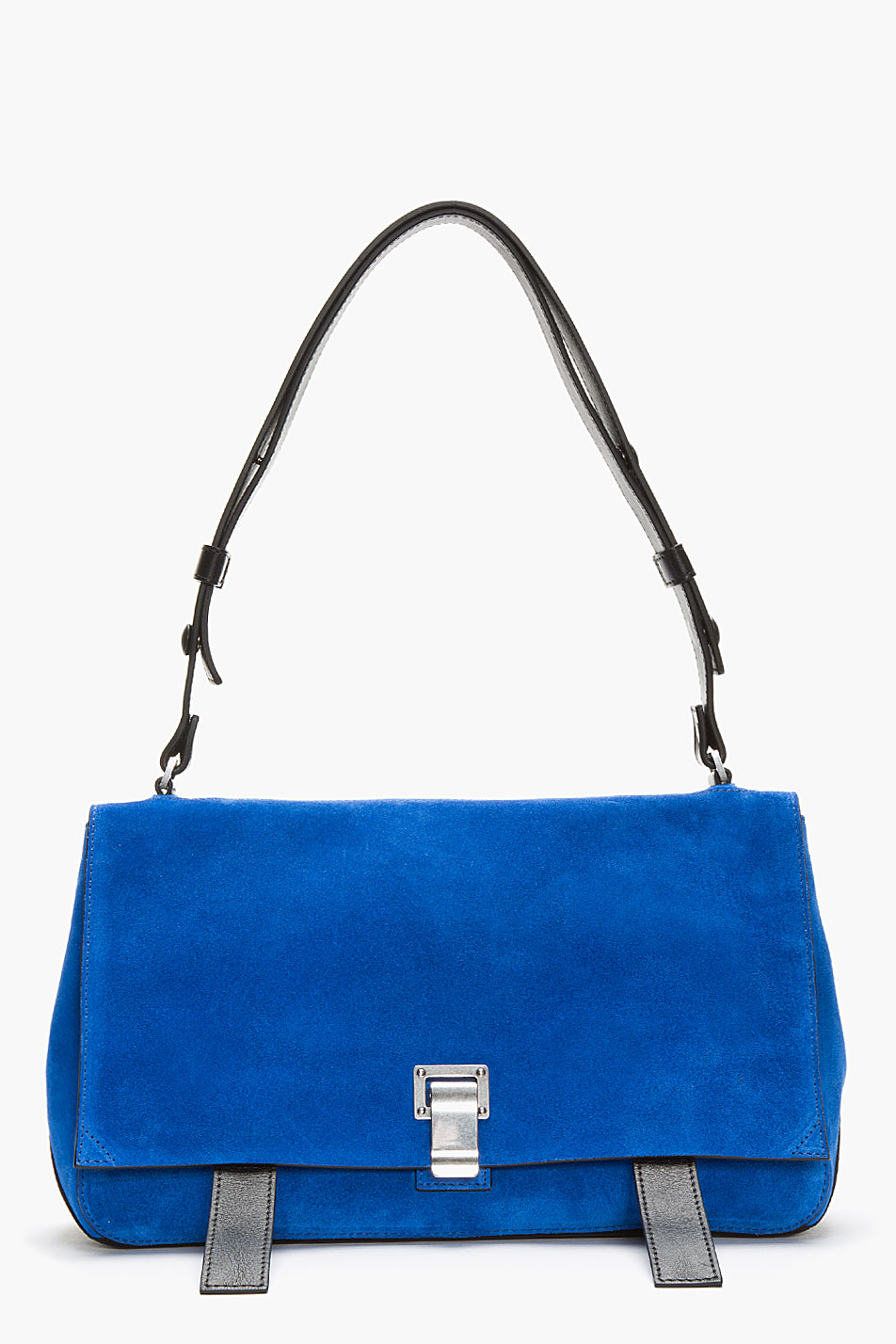 Proenza Schouler Royal Blue Suede PS Courier Shoulder Bag in Blue Proenza Schouler Royal Blue Suede PS Courier Shoulder Bag in Blue