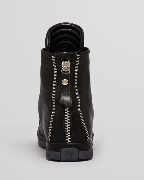 black lace up wedge sneakers