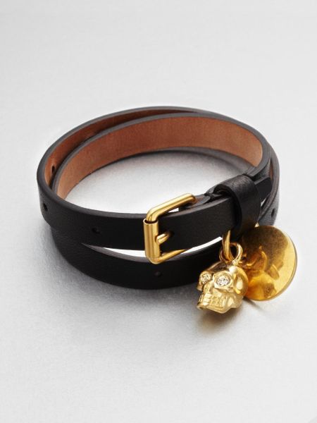 alexander mcqueen leather skull bracelet
