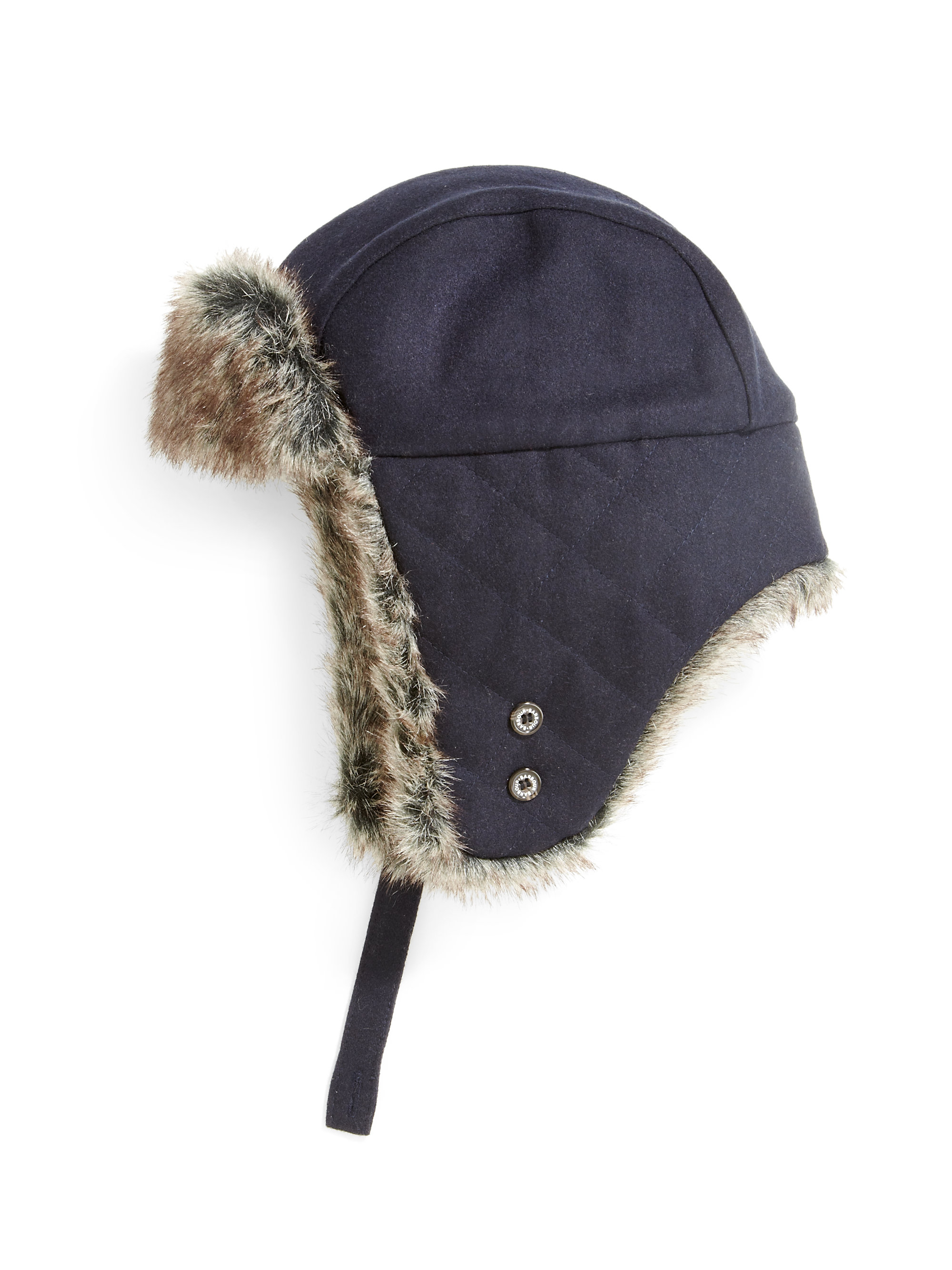 Barbour Grasmere Faux Furlined Flannel Trapper Hat in Blue (NAVY) | Lyst