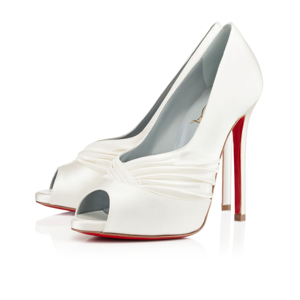 louboutin white satin bridal