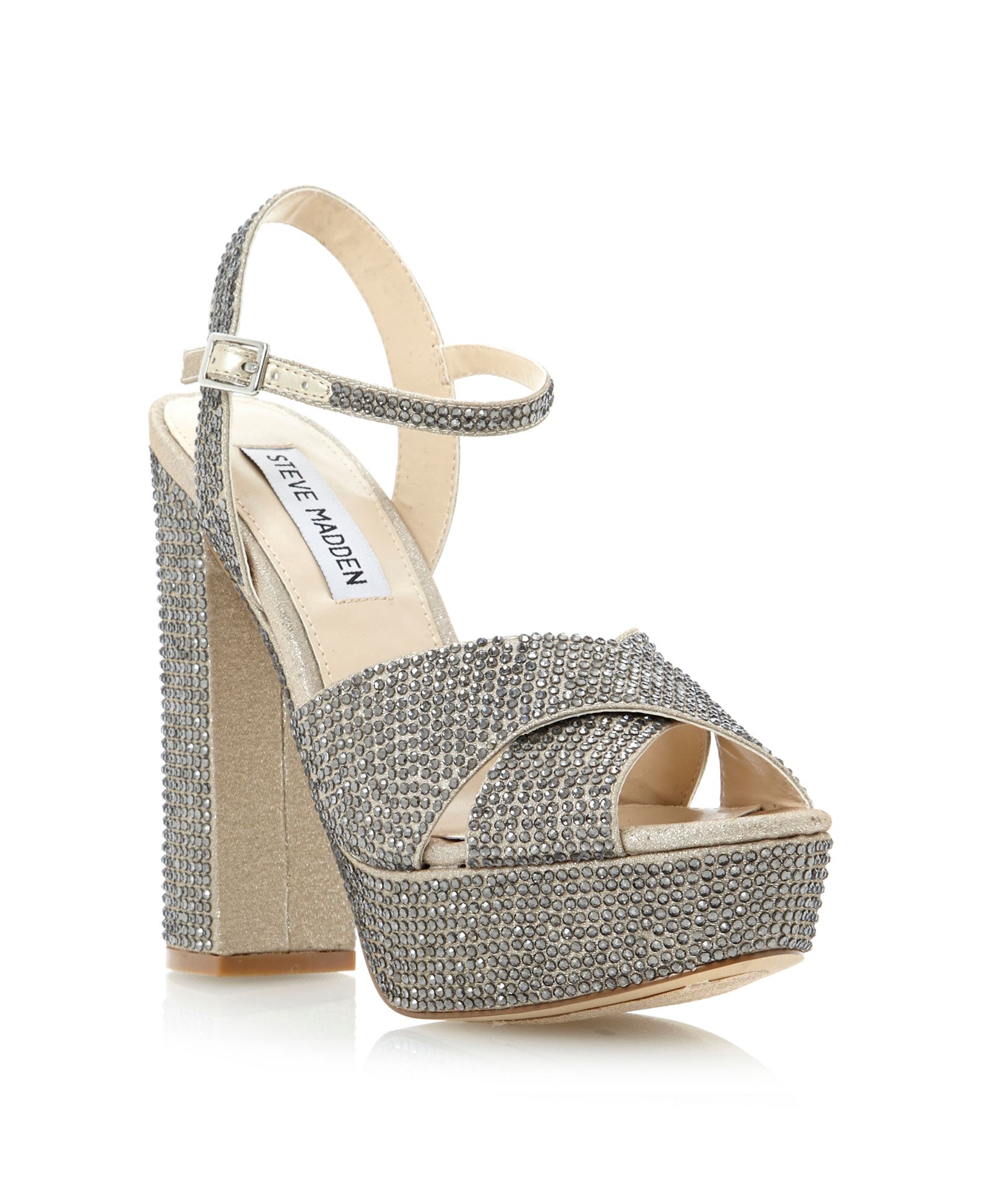 Steve Madden Partytime Sm Crossover Jewel Sandals in Silver (Pewter ...